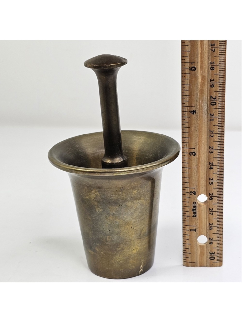 Antique Brass Pestal Mortar Apothecary Brass Decor - Picture 13 of 15
